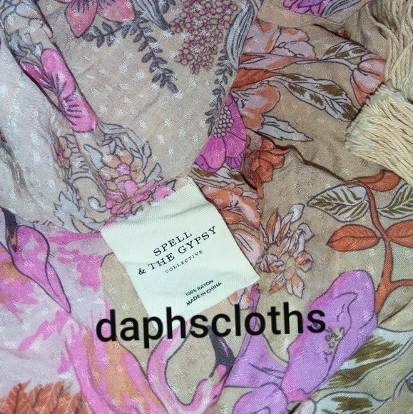 Very Rare Spell Free People Siren Song Boho Midi Pink Dress Flamingo S Unicorn - Picture 15 of 16